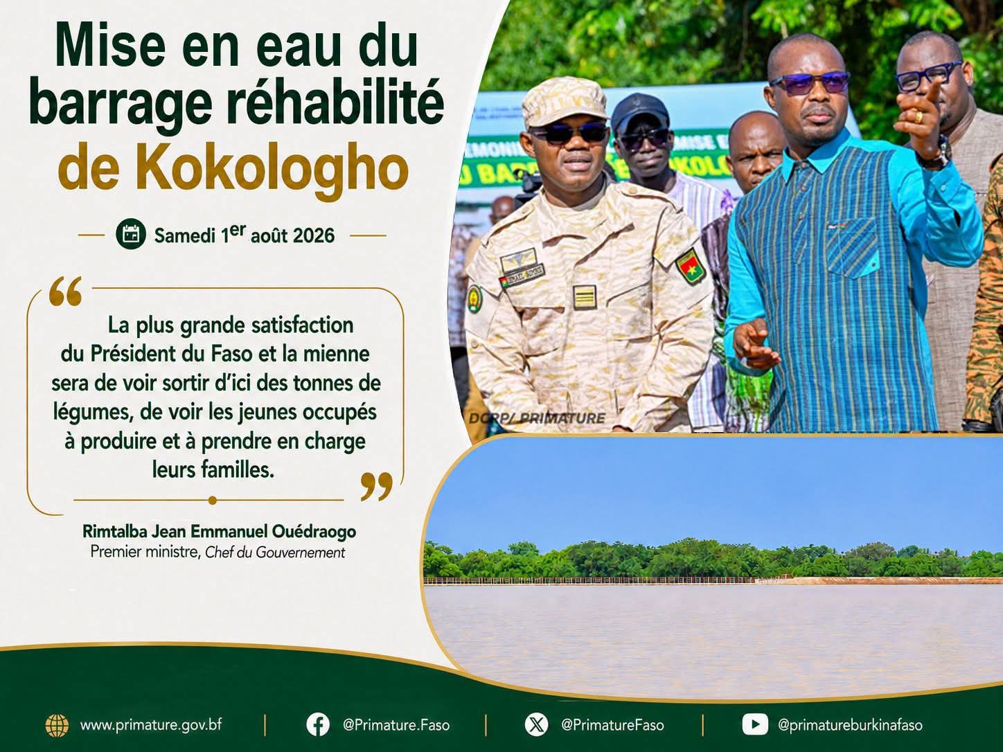 Barrage de Kokologho : les populations bénéficiaires saluent la réhabilitation de l’ouvrage et s’engagent à le préserver.